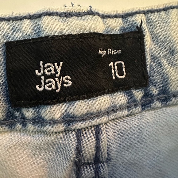 High Waist Blue Distressed Denim Shorts - Picture 4 of 4